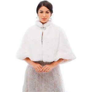 Women's Wedding Faux Fur Shawl and Wrap Bridal Fur Stole Cloak Cape Fur Scarf fo